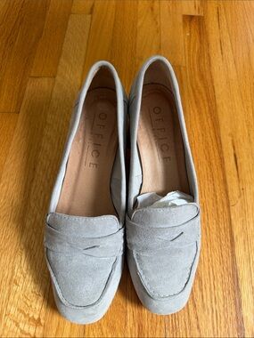 Offi Light Gray Suede Penny Loafers for Women